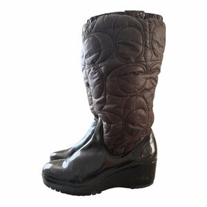 Coach Cantina Signature Quilted Wedge Platform Mid-Calf Boot Brown 9B